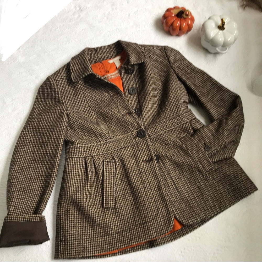 🍁BANANA REPUBLIC PLAID COAT🍁Tapered Thanksgiving